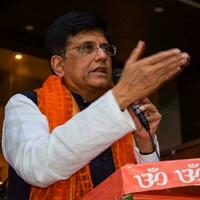 New Delhi, India - November 27 2022 - Piyush Goyal Cabinet Minister and core member of Bharatiya Janata Party - BJP during a rally in support of BJP candidate ahead of MCD local body Elections 2022 photo