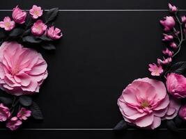 Beautiful floral background with spring flowers. Floral frame AI Generative photo