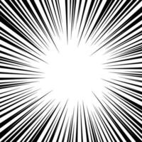 Comic zoom motion lines background with flash explosion rays effect texture vector