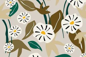 Vector floral pattern with leaves tropical background