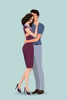 The guy and the girl stand embracing. Vector. vector