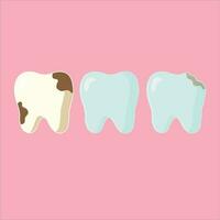 three different types of dental conditions vector illustration