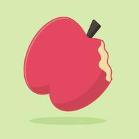 Vector bite red apple illustration healthy sweet fruit single image green background