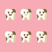 Cute dirty character different pose activity. Tooth different face expression vector illustration set.