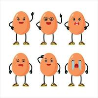 Cute happy chicken egg different pose activity. funny egg different face expression vector illustration set.