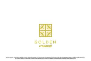 Golden frame ornament logo design illustration. Ornament creative modern abstract gold box elegant minimalist luxury shape monoline line art block frame box square box corporate brand business. vector