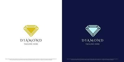 Diamond jewelry logo design illustration. Simple flat silhouette gold jewelery crystal diamond modern minimalist glamor luxury blue sapphire emerald ruby. Perfect for diamond shop app business icon. vector