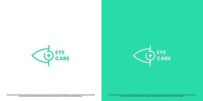 Eye optics logo design illustration. Silhouette line art modern simple minimalist eye health care. Optical eye health design cornea retina eyeball visual sight. Fit for hospital clinic web app icon. vector