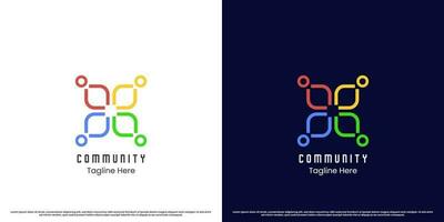 Solidarity community logo design illustration. Abstract geometric creative simple flat silhouette shape community social people group gathering. Suitable for icons of friendship, organization modern. vector