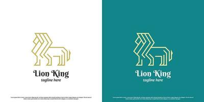 Minimalist lion logo design illustration. Flat creative silhouette geometry line wild animal jungle lion simple majesty elegant minimalist royal luxury monogram predator carnivore mammal big cat. vector