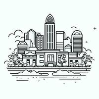 ciudad bohordo logo icono. rascacielos arte lineal icono. bello ciudad ilustración logo vector