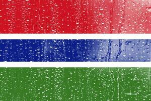 3D Flag of Gambia on a glass photo