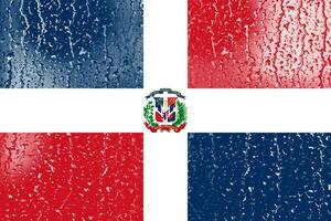 3D Flag of Dominican Republic on a glass photo