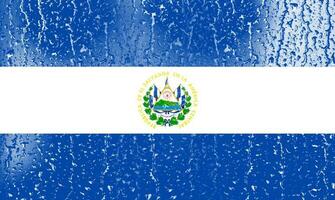 3D Flag of El Salvador on a glass photo