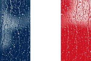 3D Flag of France on a glass photo