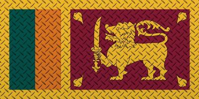 3D Flag of Sri Lanka on a metal wall background. photo