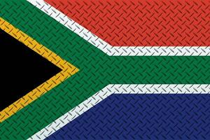 3D Flag of South Africa on a metal wall background. photo