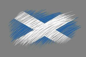 3D Flag of Scotland on vintage style brush background. photo