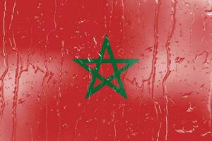 3d bandera de Marruecos en un vaso con agua soltar antecedentes. foto