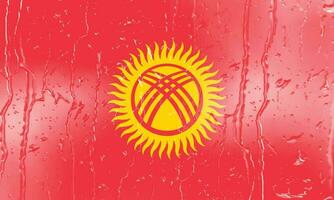 3D Flag of Kyrgyzstan on a glass photo