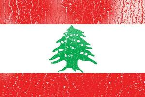 3D Flag of Lebanon on a glass photo