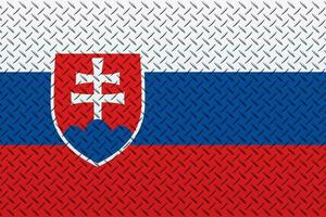 3D Flag of Slovakia on a metal wall background. photo