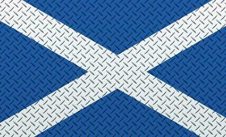 3D Flag of Scotland on a metal wall background. photo