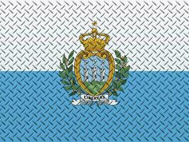 3D Flag of San Marino on a metal wall background. photo