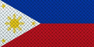 3D Flag of Philippines on a metal wall background. photo