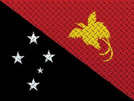3d bandera de Papuasia nuevo Guinea en un metal pared antecedentes. foto