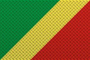 3D Flag of Republic of the Congo on a metal wall background. photo