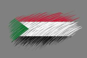 3D Flag of Sudan on vintage style brush background. photo