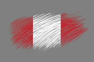 3D Flag of Peru on vintage style brush background. photo