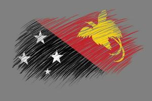 3D Flag of Papua New Guinea on vintage style brush background. photo