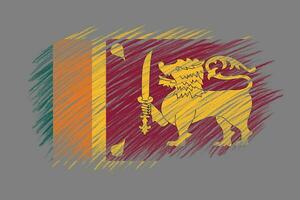 3D Flag of Sri Lanka on vintage style brush background. photo