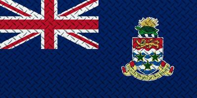 3D Flag of Cayman Islands on a metal wall background. photo