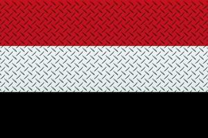 3D Flag of Yemen on a metal wall background. photo