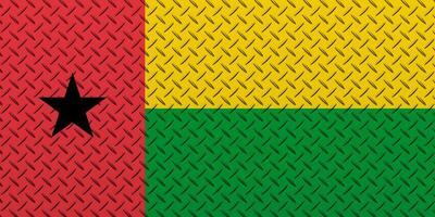 3D Flag of Guinea-Bissau on a metal wall background. photo