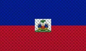 3D Flag of Haiti on a metal wall background. photo