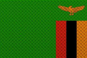 3D Flag of Zambia on a metal wall background. photo