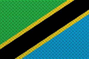 3D Flag of Tanzania on a metal wall background. photo