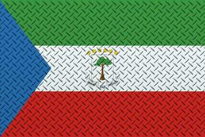 3D Flag of Equatorial Guinea on a metal wall background. photo