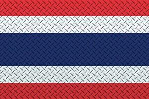3D Flag of Thailand on a metal wall background. photo