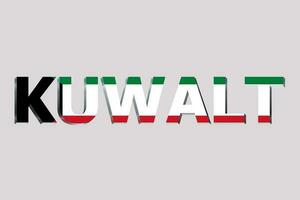 3D Flag of Kuwait on a text background. photo