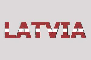 3D Flag of Latvia on a text background. photo