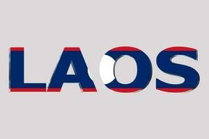 3D Flag of Laos on a text background. photo