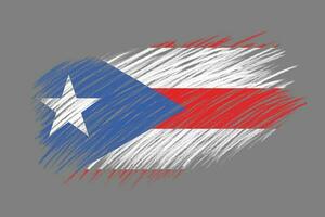 3D Flag of Puerto Rico on vintage style brush background. photo