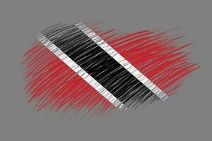 3D Flag of Trinidad and Tobago on vintage style brush background. photo