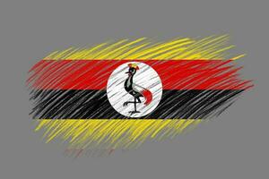 3D Flag of Uganda on vintage style brush background. photo