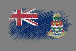 3D Flag of Cayman Islands on vintage style brush background. photo